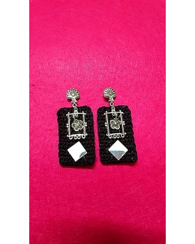 Happy Threads Crochet Earrings- BLACK
